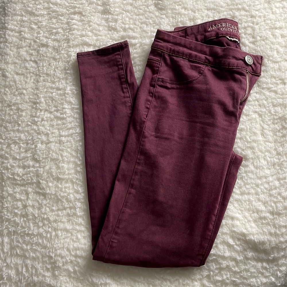 American Eagle Jeggings in Burgundy- Size 4